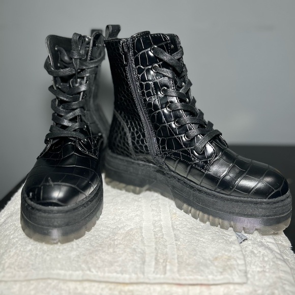 Combat Boots Woman Aligia Shoes Platform Flatform Motorcyclist Toocool EU38 US7 - Picture 7 of 10